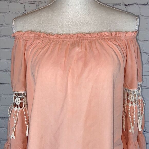 Umgee Boho Peach Off-Shoulder Tunic - Picture 2 of 7